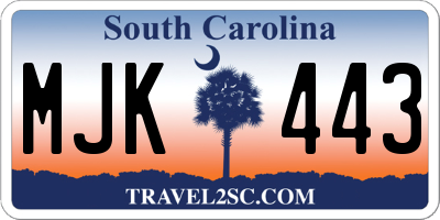 SC license plate MJK443