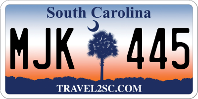 SC license plate MJK445
