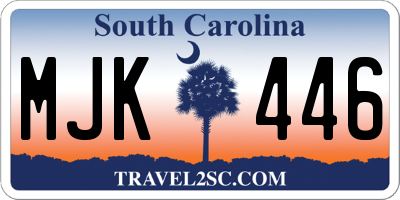 SC license plate MJK446