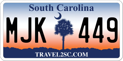 SC license plate MJK449