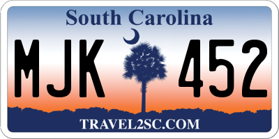 SC license plate MJK452