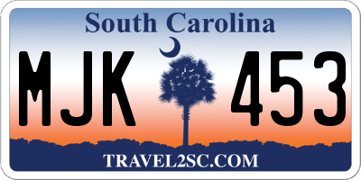 SC license plate MJK453