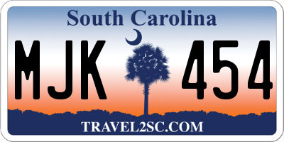SC license plate MJK454