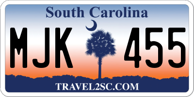 SC license plate MJK455