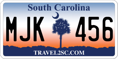 SC license plate MJK456