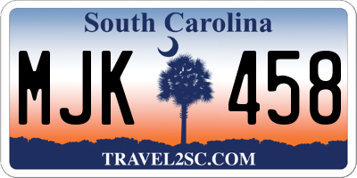 SC license plate MJK458