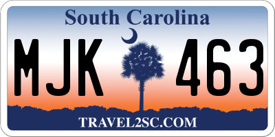 SC license plate MJK463