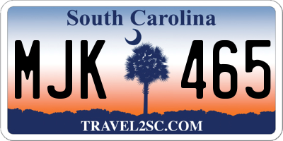 SC license plate MJK465