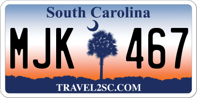 SC license plate MJK467