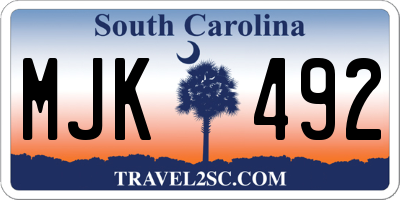 SC license plate MJK492