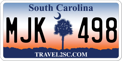 SC license plate MJK498