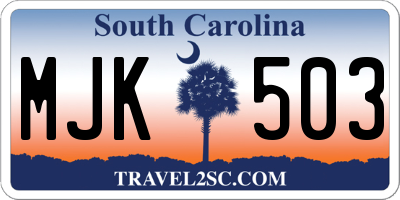 SC license plate MJK503