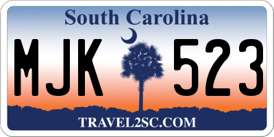 SC license plate MJK523