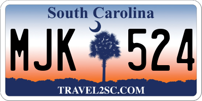 SC license plate MJK524