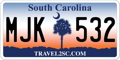 SC license plate MJK532