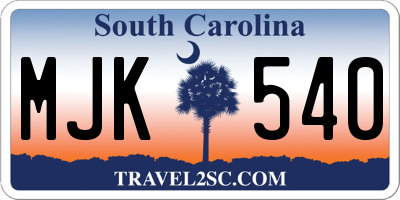 SC license plate MJK540