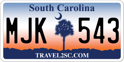 SC license plate MJK543