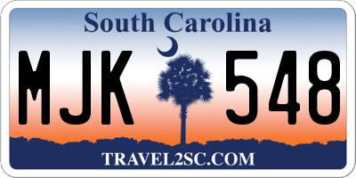 SC license plate MJK548