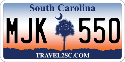 SC license plate MJK550