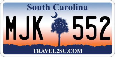 SC license plate MJK552