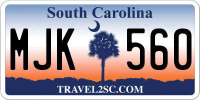 SC license plate MJK560