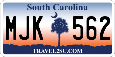 SC license plate MJK562