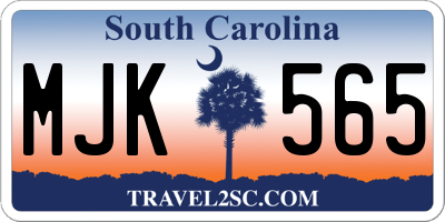 SC license plate MJK565