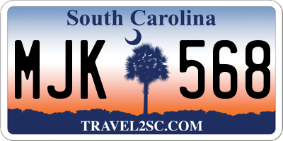 SC license plate MJK568