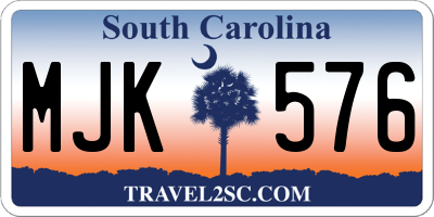 SC license plate MJK576
