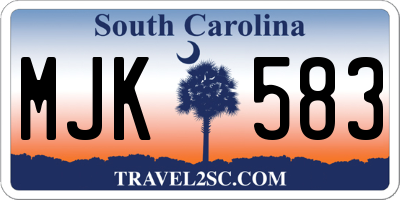 SC license plate MJK583
