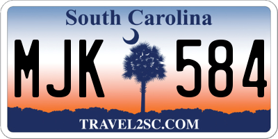 SC license plate MJK584