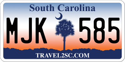 SC license plate MJK585