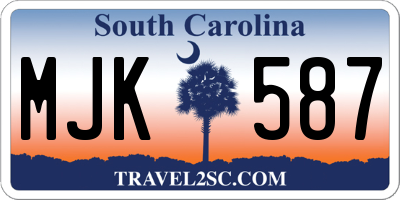 SC license plate MJK587