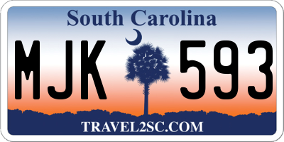SC license plate MJK593