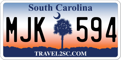 SC license plate MJK594