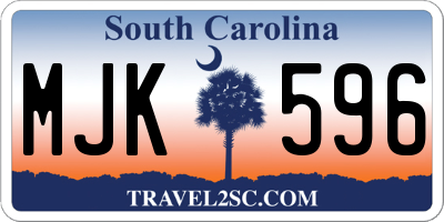 SC license plate MJK596