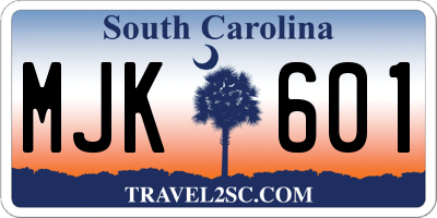 SC license plate MJK601