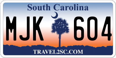 SC license plate MJK604