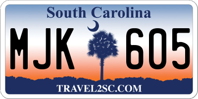 SC license plate MJK605