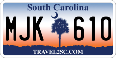 SC license plate MJK610