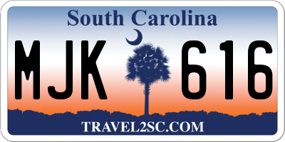 SC license plate MJK616