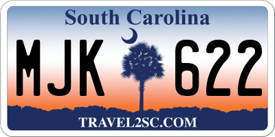 SC license plate MJK622