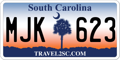 SC license plate MJK623