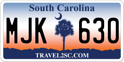 SC license plate MJK630
