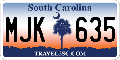 SC license plate MJK635