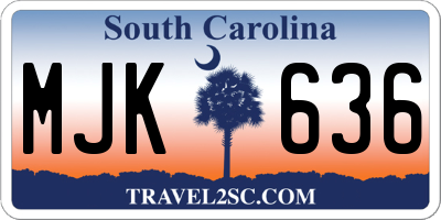 SC license plate MJK636