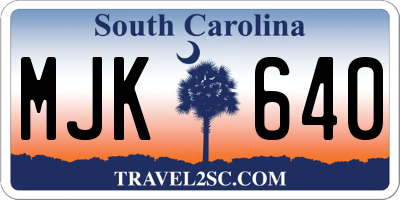 SC license plate MJK640
