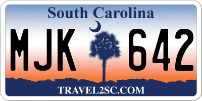 SC license plate MJK642