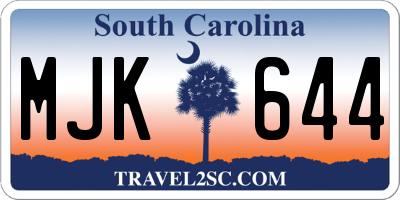 SC license plate MJK644