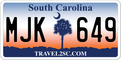 SC license plate MJK649